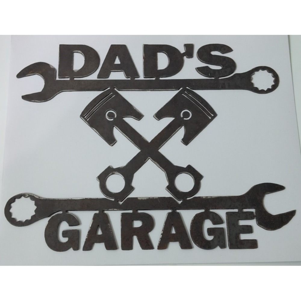 Unbranded Metal‎ Dads Garage Wall Sign Brown Good Rusted Pistons Wrenches Art